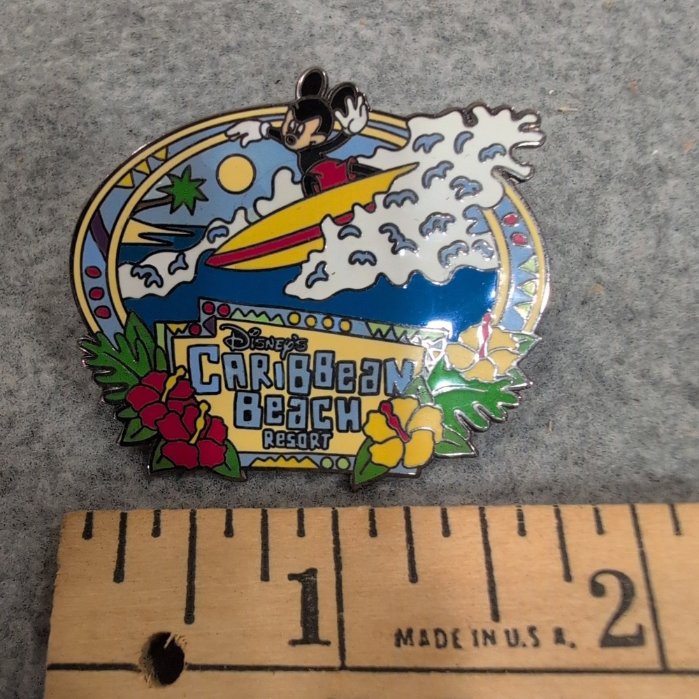 Disney Caribbean Beach Resort Mickey Mouse Surfing Enamel Pin WDW - Picture 2 of 3